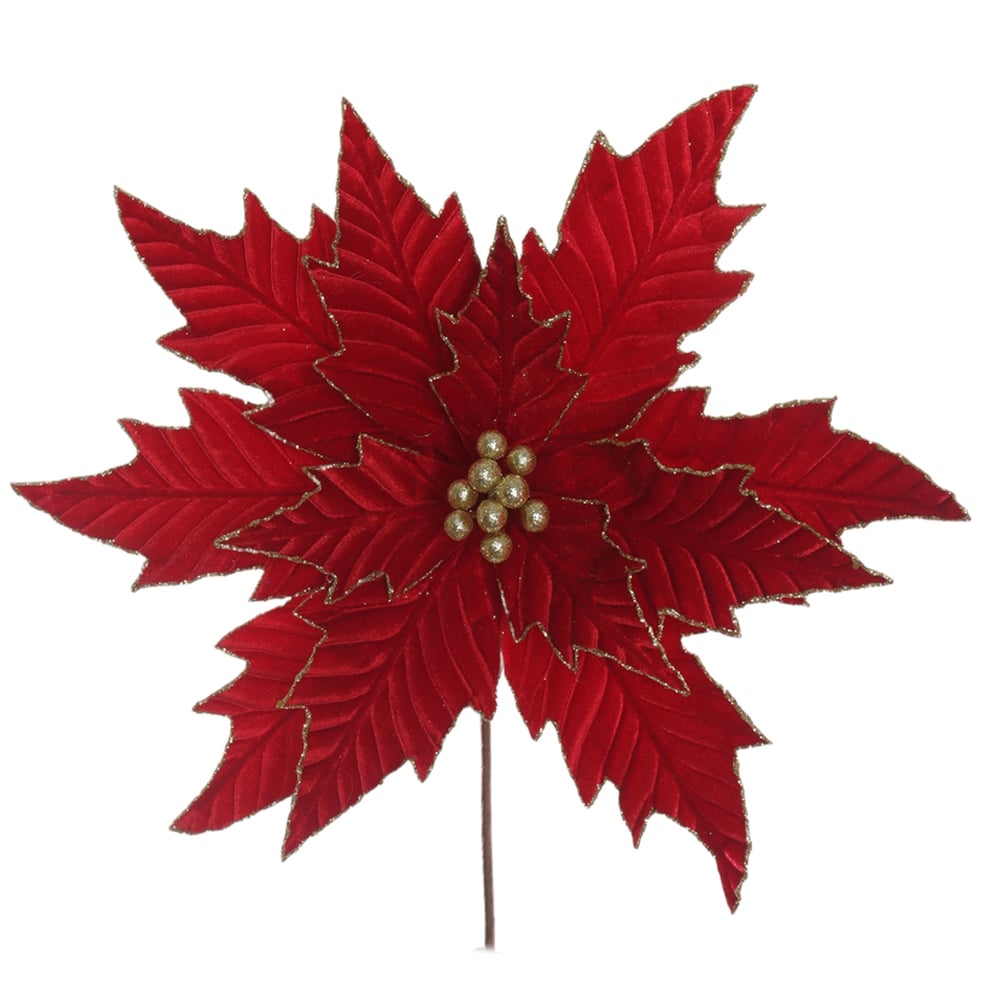H.BICO DE PAPAGAIO NATAL AVELUDADO (VERMELHO GLITTER DOURADO) 25cm 45d 12P