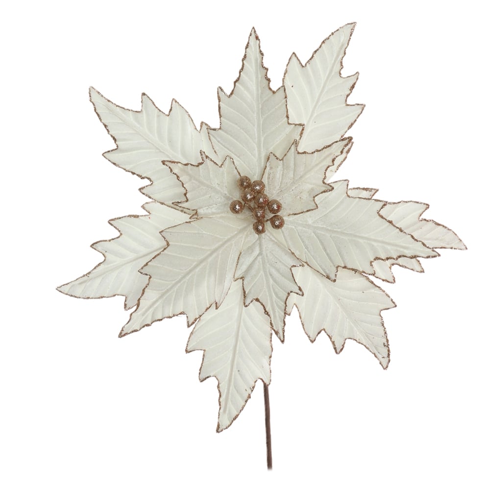 H.BICO DE PAPAGAIO NATAL AVELUDADO (OFF WHITE GLITTER CHAMPANHE) 25cm 45d 12P