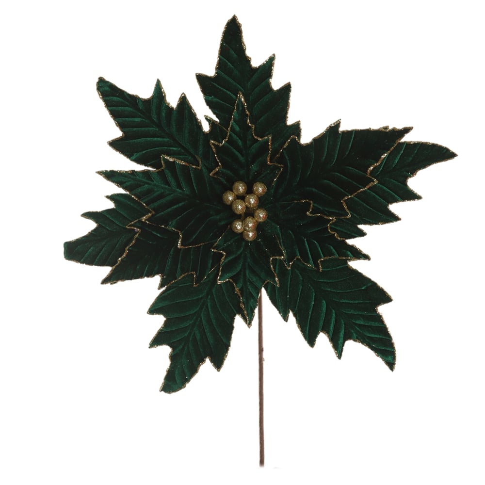 H.BICO DE PAPAGAIO NATAL AVELUDADO (VERDE GLITTER DOURADO) 25cm 45d 12P