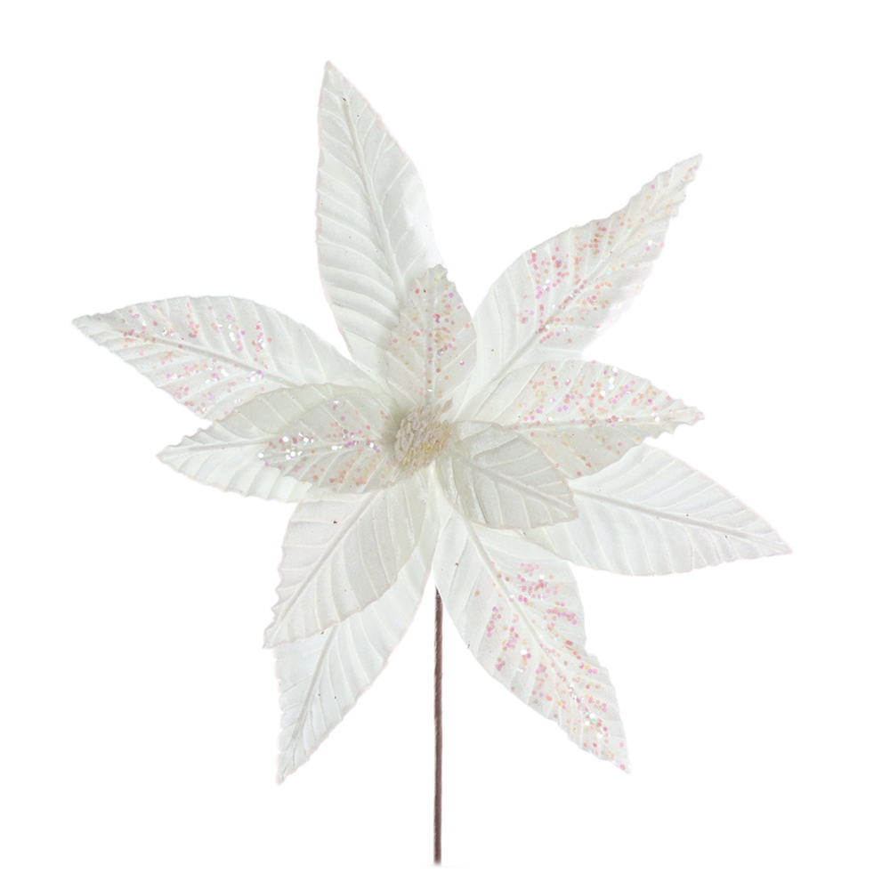 H.BICO DE PAPAGAIO NATAL AVELUDADO (BRANCO GLITTER IRIDESCENTE) 25cm 45d 12P