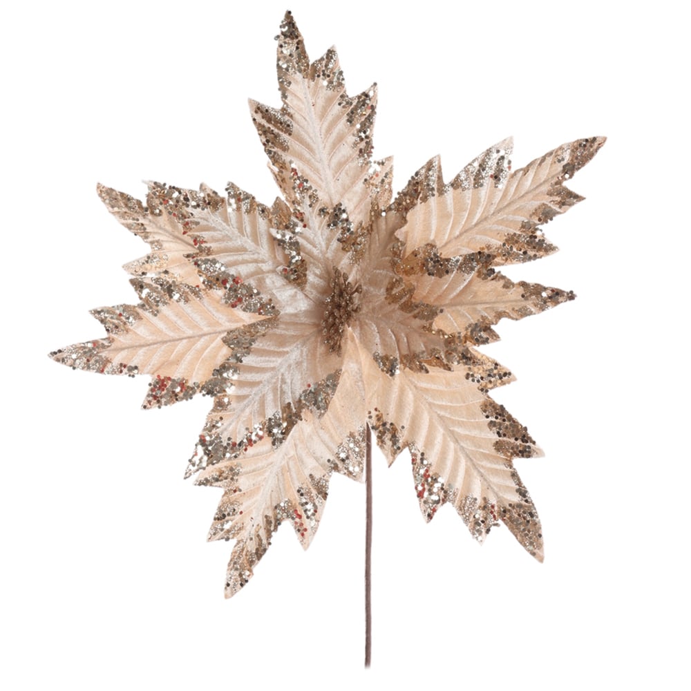 H.BICO DE PAPAGAIO NATAL AVELUDADO (CHAMPANHE GLITTER CHAMPANHE) 25cm 46d 12P