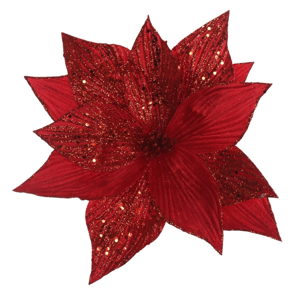 H.BICO DE PAPAGAIO NATAL AVELUDADO (VERMELHO GLITTER VERMELHO) 25cm 28d 12P