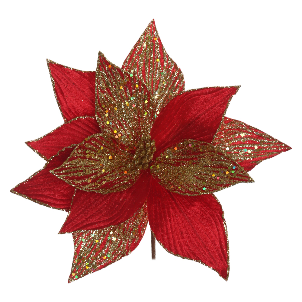 H.BICO DE PAPAGAIO NATAL AVELUDADO (VERMELHO GLITTER DOURADO) 25cm 28d 12P