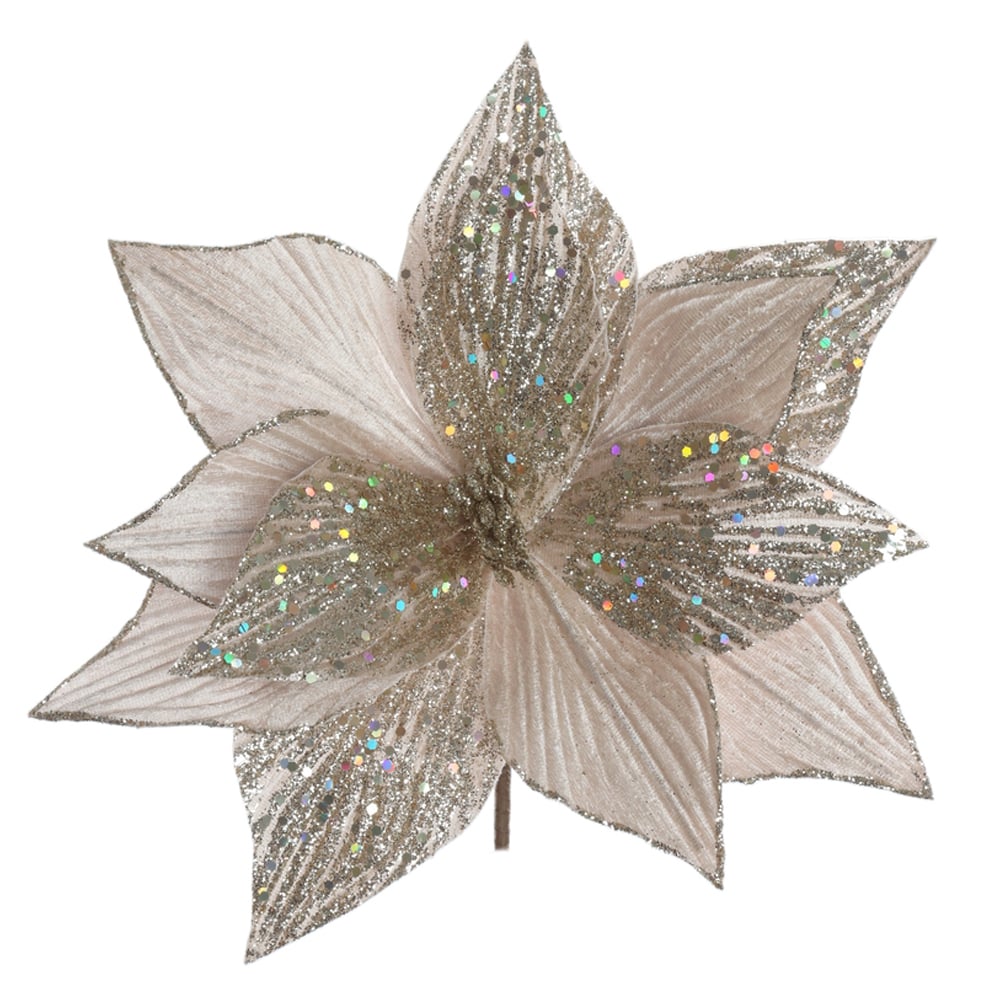 H.BICO DE PAPAGAIO NATAL AVELUDADO (CHAMPANHE GLITTER CHAMPANHE) 25cm 28d 12P