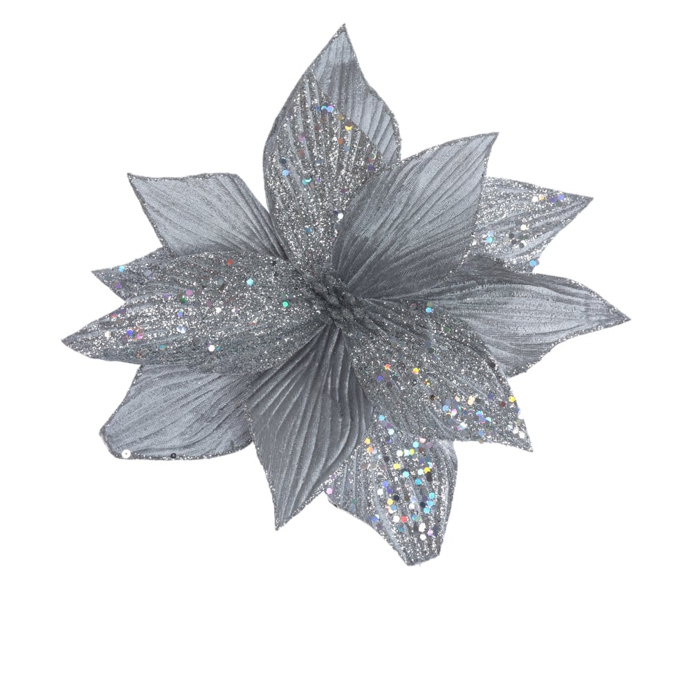 H.BICO DE PAPAGAIO NATAL AVELUDADO (PRATA GLITTER PRATA) 25cm 28d 12P