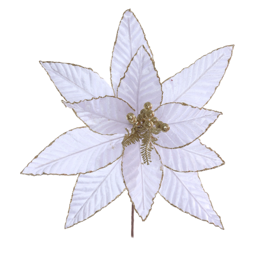 H.BICO DE PAPAGAIO NATAL AVELUDADO (BRANCO GLITTER DOURADO) 25cm 44d 11P