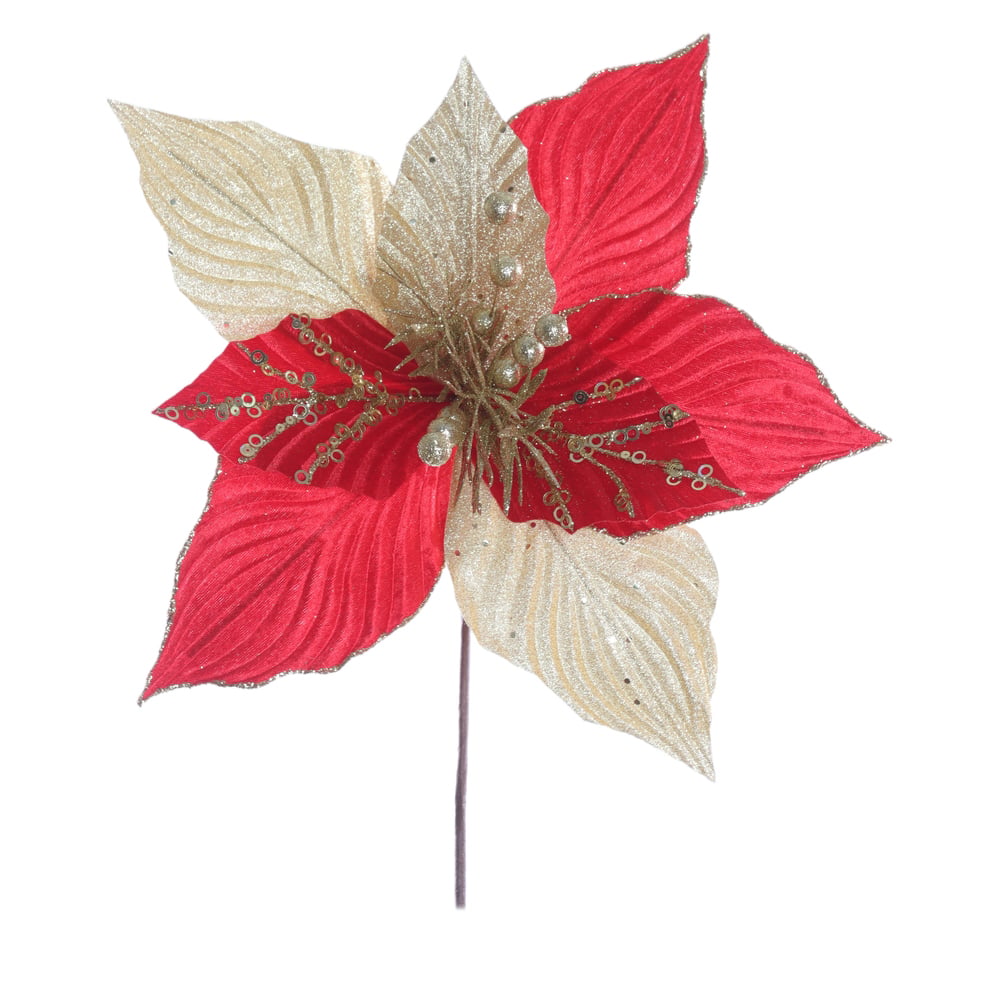 H.BICO DE PAPAGAIO NATAL AVELUDADO (VERMELHO DOURADO) 25cm 38d 8P