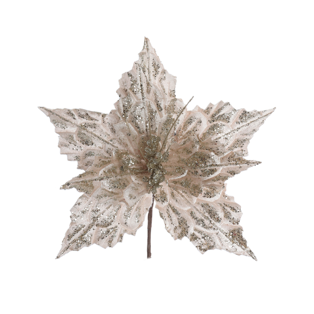 H.BICO DE PAPAGAIO NATAL AVELUDADO (CHAMPANHE GLITTER CHAMPANHE) 25cm 24d 8P