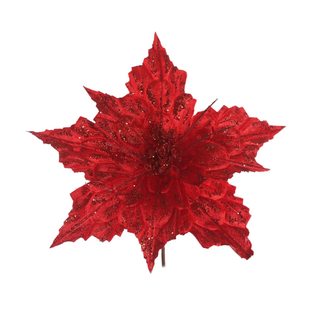 H.BICO DE PAPAGAIO NATAL AVELUDADO (VERMELHO GLITTER VERMELHO) 25cm 24d 8P