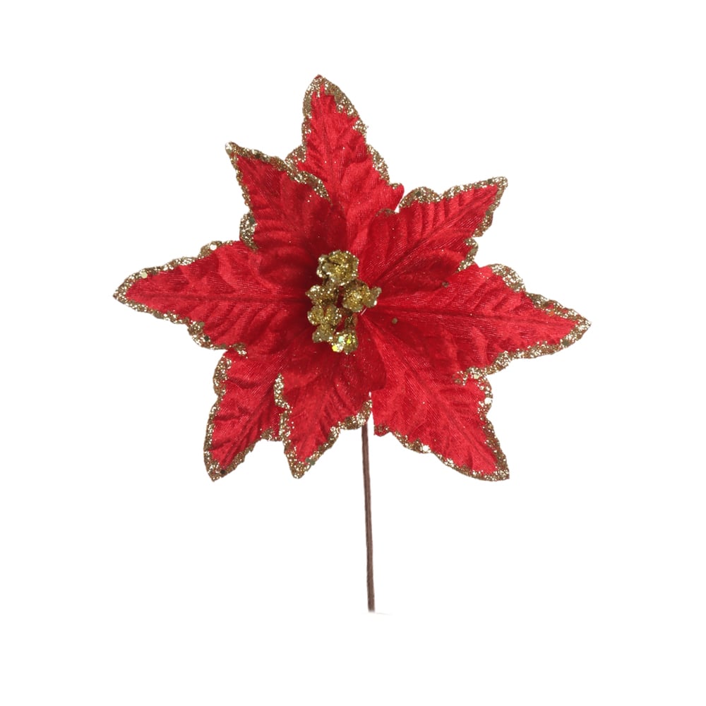 H.BICO DE PAPAGAIO NATAL AVELUDADO (VERMELHO GLITTER DOURADO) 25cm 22d 8P