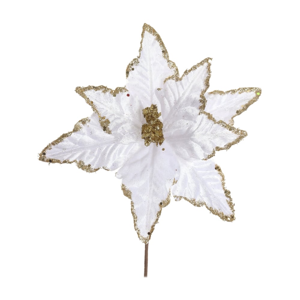 H.BICO DE PAPAGAIO NATAL AVELUDADO (BRANCO GLITTER DOURADO) 25cm 22d 8P