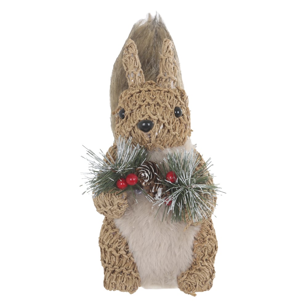 ESQUILO RUSTICO TRICOT NATAL (BEGE) 22X19cm
