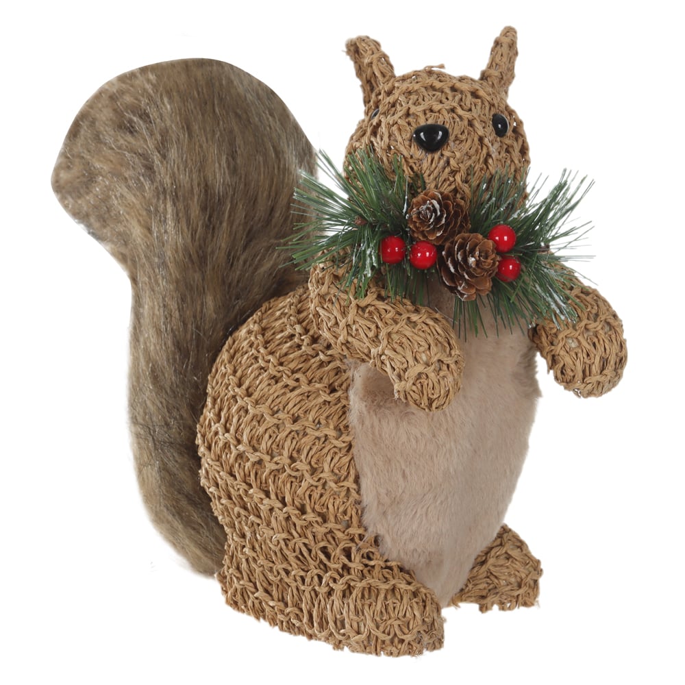 ESQUILO RUSTICO TRICOT NATAL (BEGE) 23X25cm