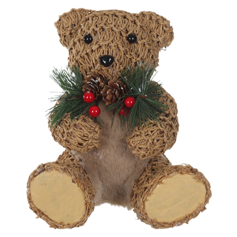 URSO RUSTICO TRICOT NATAL (BEGE) 20X16cm