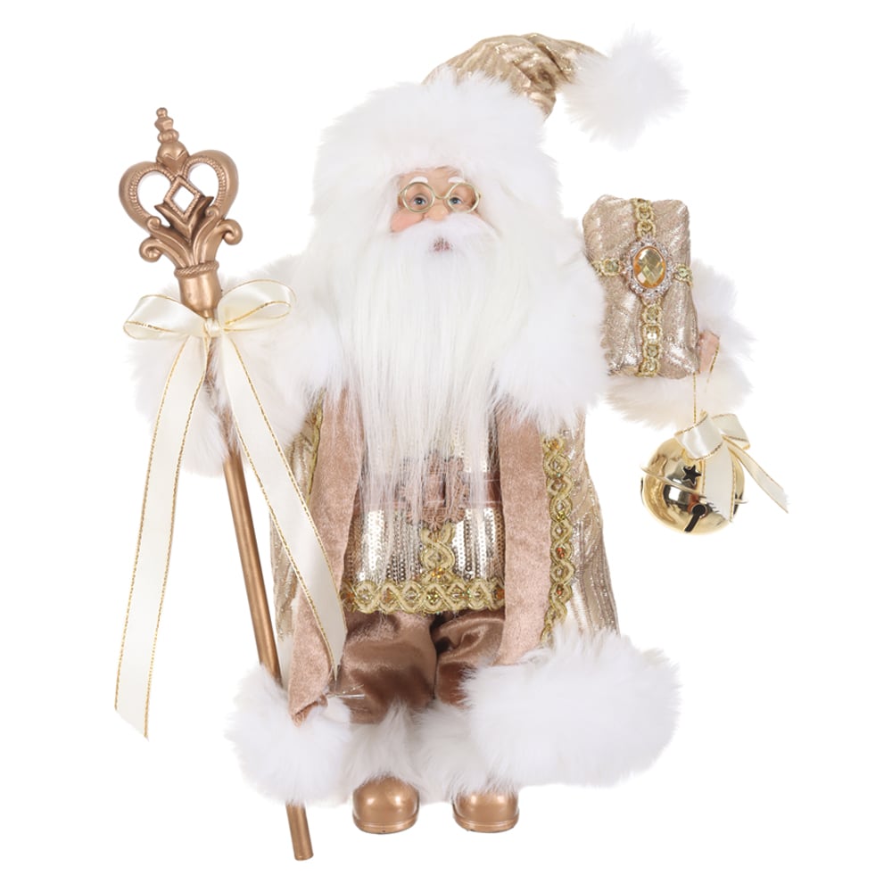 PAPAI NOEL NATAL EM PE (DOURADO CHAMPANHE) 30cm