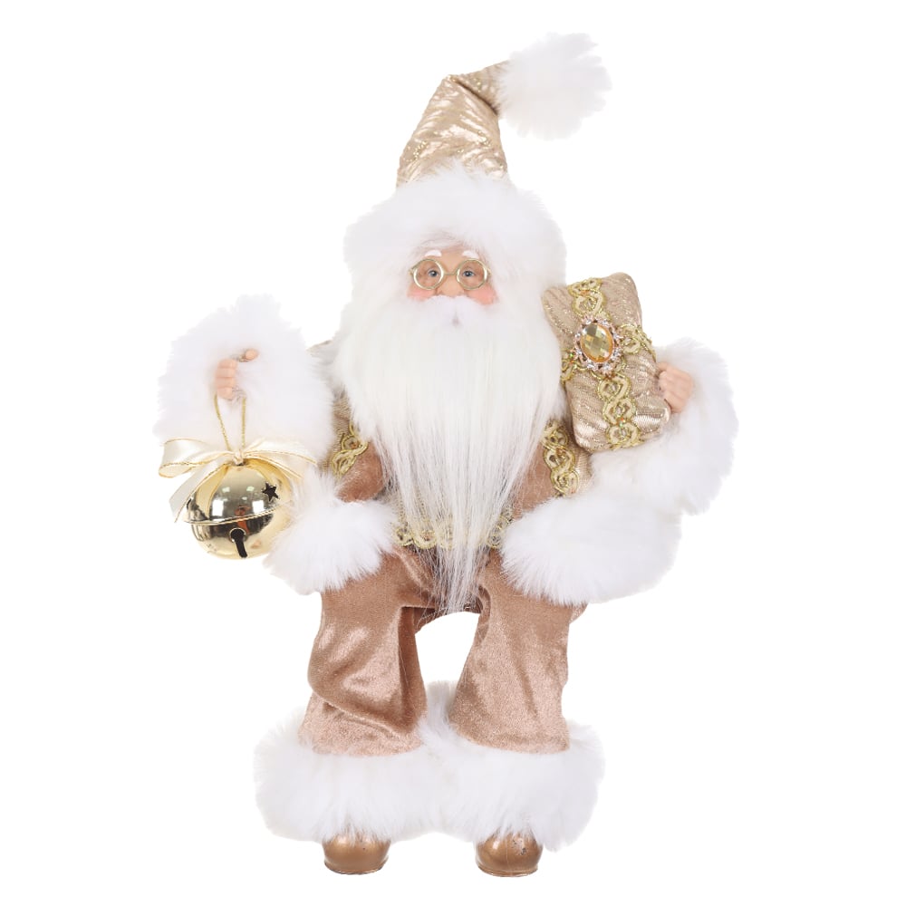 PAPAI NOEL NATAL SENTADO (DOURADO CHAMPANHE) 30cm