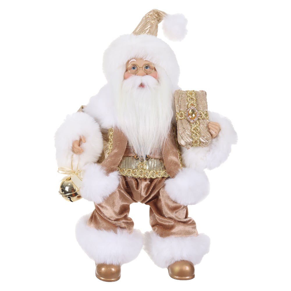 PAPAI NOEL NATAL SENTADO (DOURADO CHAMPANHE) 45cm