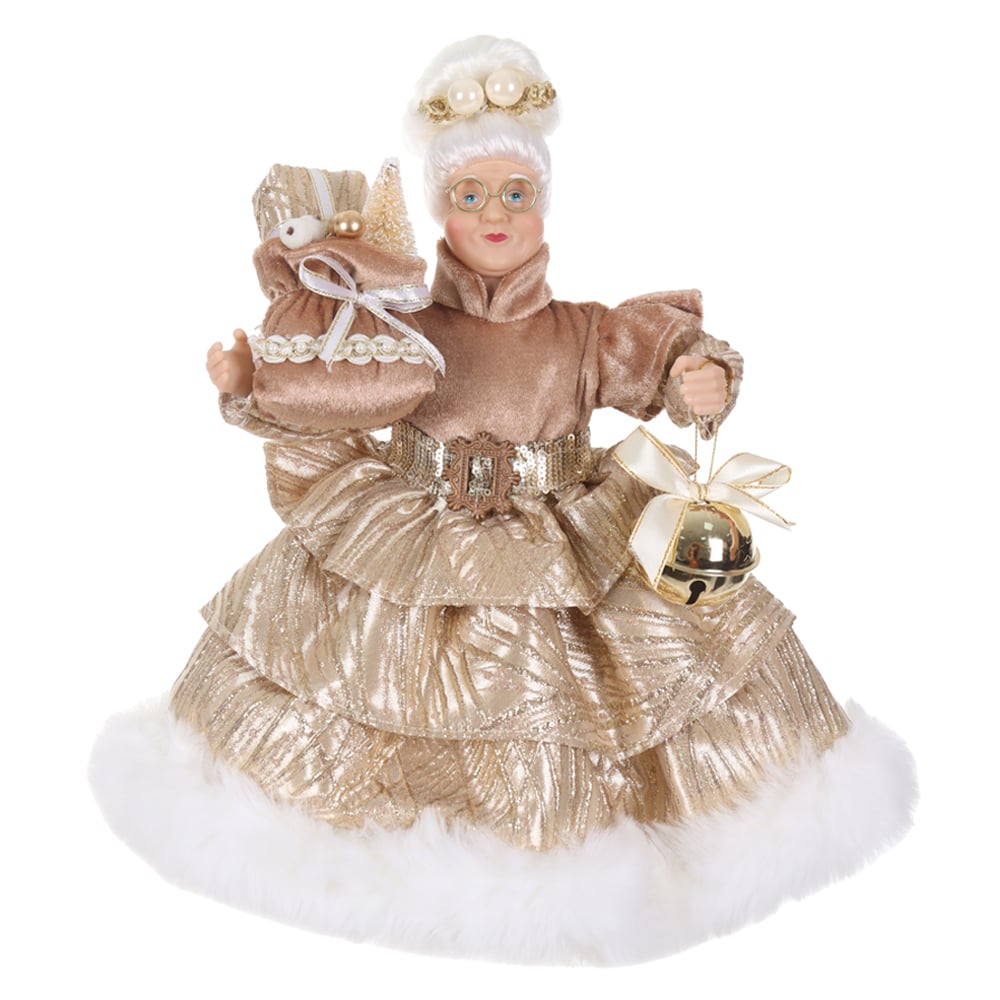 MAMAE NOEL NATAL EM PE (DOURADO CHAMPANHE) 30cm