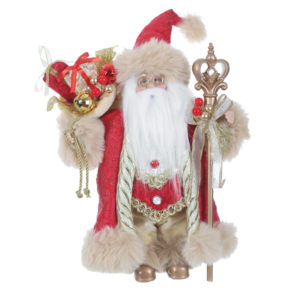 PAPAI NOEL NATAL EM PE (VERMELHO DOURADO) 30cm