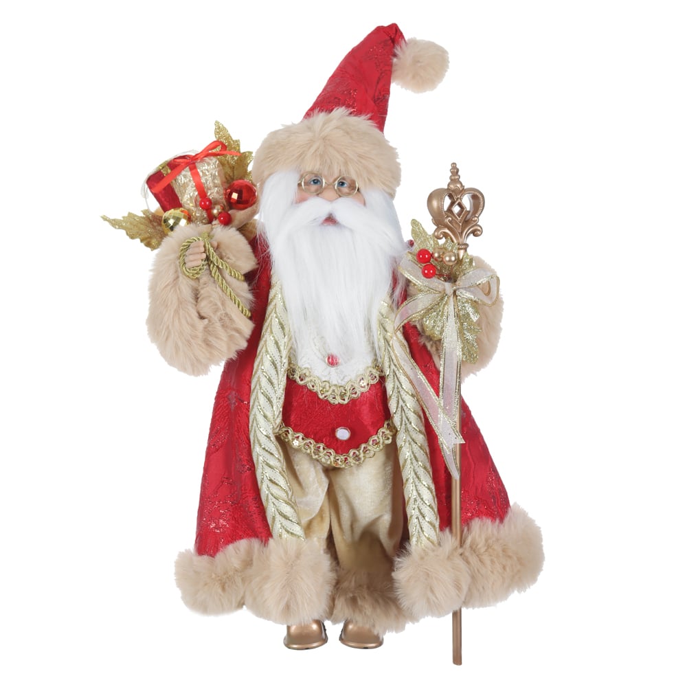 PAPAI NOEL NATAL EM PE (VERMELHO DOURADO) 45cm