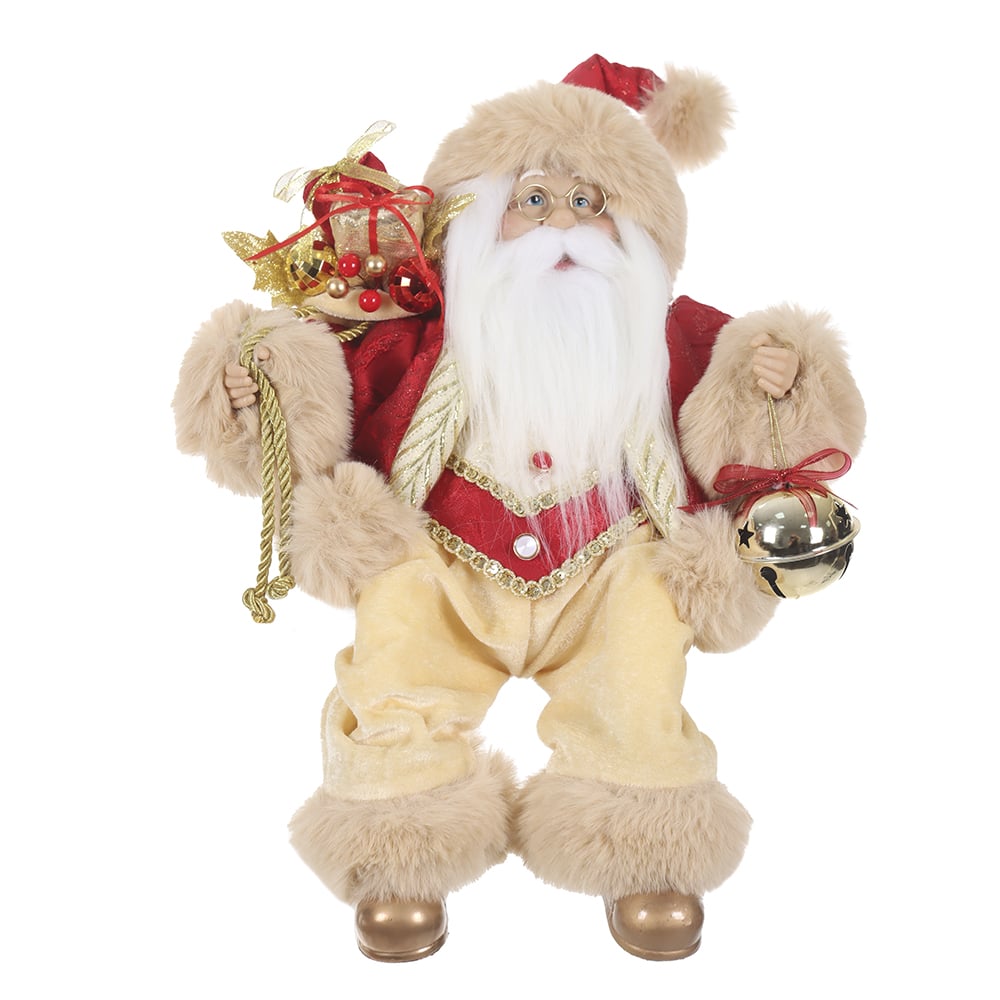 PAPAI NOEL NATAL SENTADO (VERMELHO DOURADO) 45cm