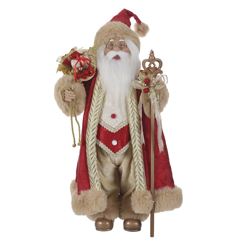 PAPAI NOEL NATAL EM PE (VERMELHO DOURADO) 60cm