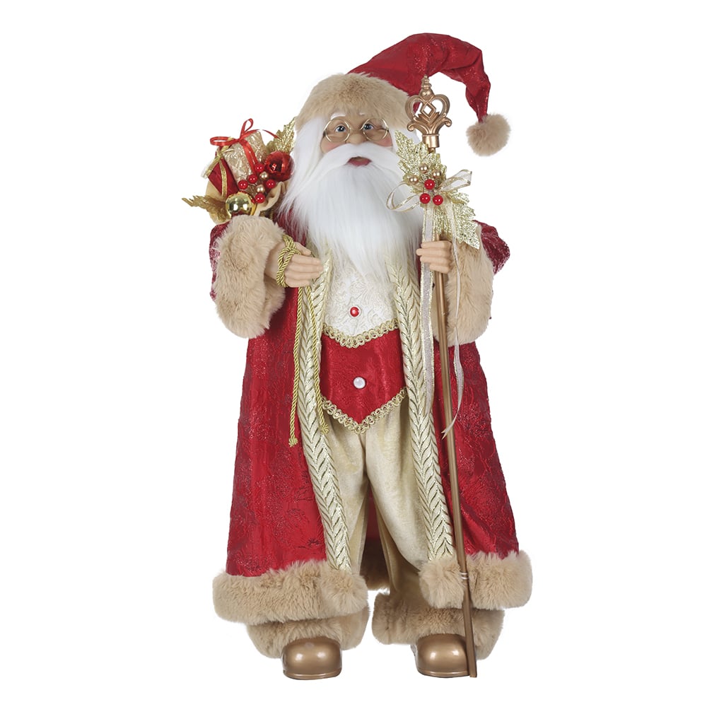 PAPAI NOEL NATAL EM PE (VERMELHO DOURADO) 80cm