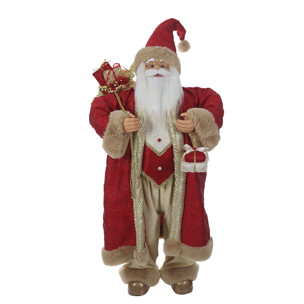 PAPAI NOEL NATAL EM PE (VERMELHO DOURADO) 1,2m