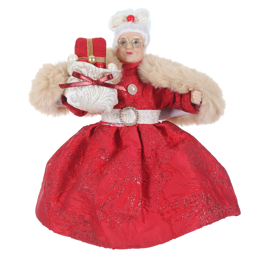 MAMAE NOEL NATAL EM PE (VERMELHO DOURADO) 30cm