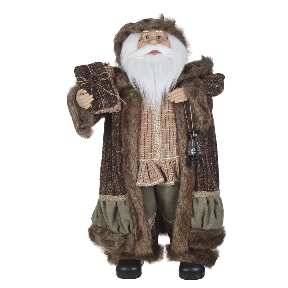 PAPAI NOEL NATAL EM PE (BEGE MARROM) 80cm