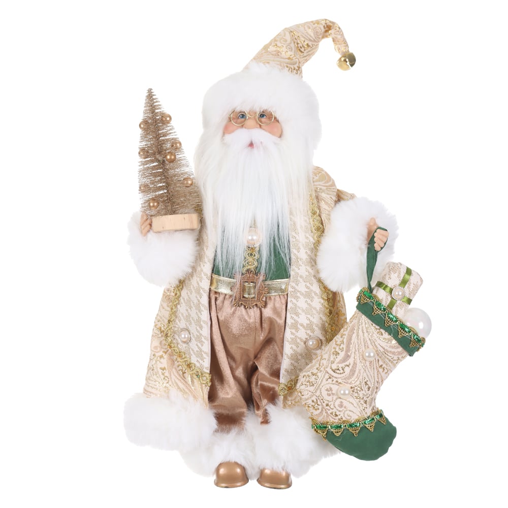 PAPAI NOEL NATAL EM PE (DOURADO VERDE) 45cm
