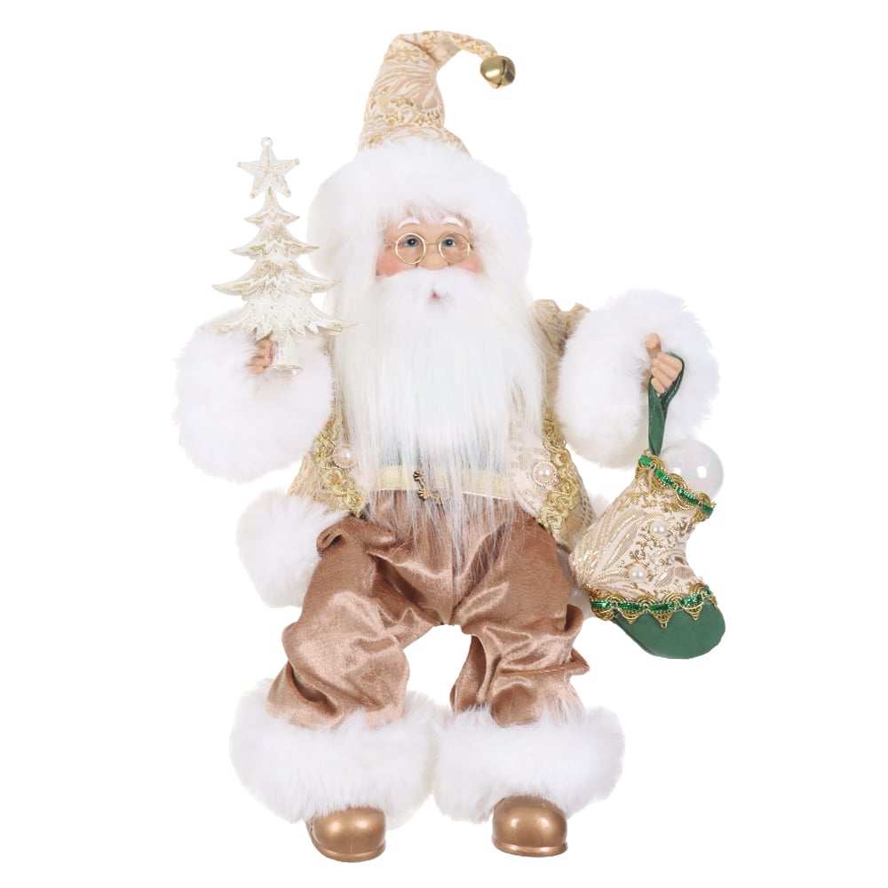 PAPAI NOEL NATAL SENTADO (DOURADO VERDE) 45cm