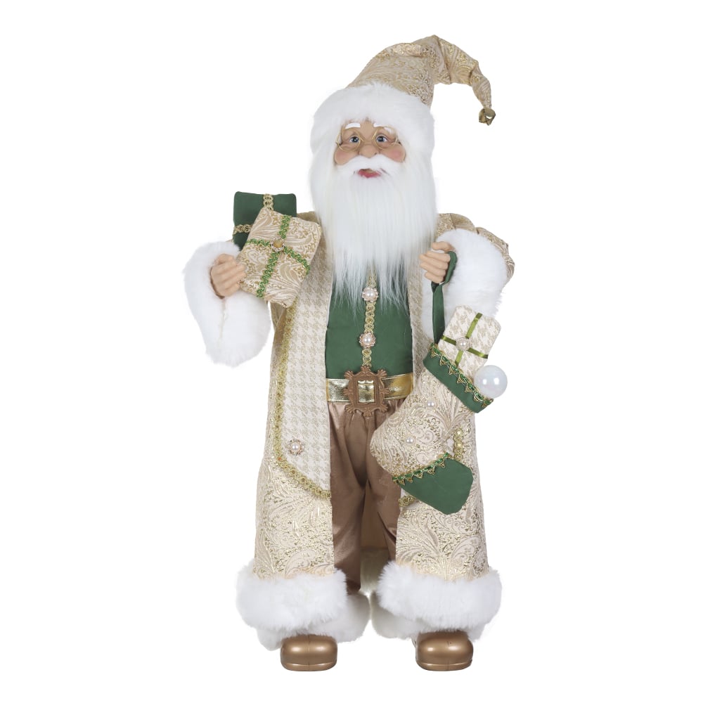 PAPAI NOEL NATAL EM PE (DOURADO VERDE) 80cm