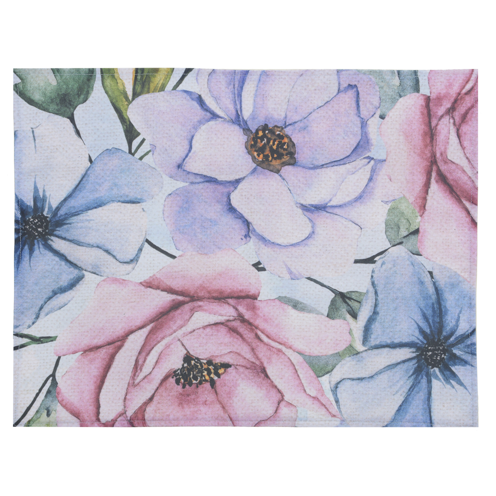 LUGAR AMERICANO TECIDO FLORAL (POLIESTER / NYLON LAVANDA, AZUL E ROSA) 35X45CM