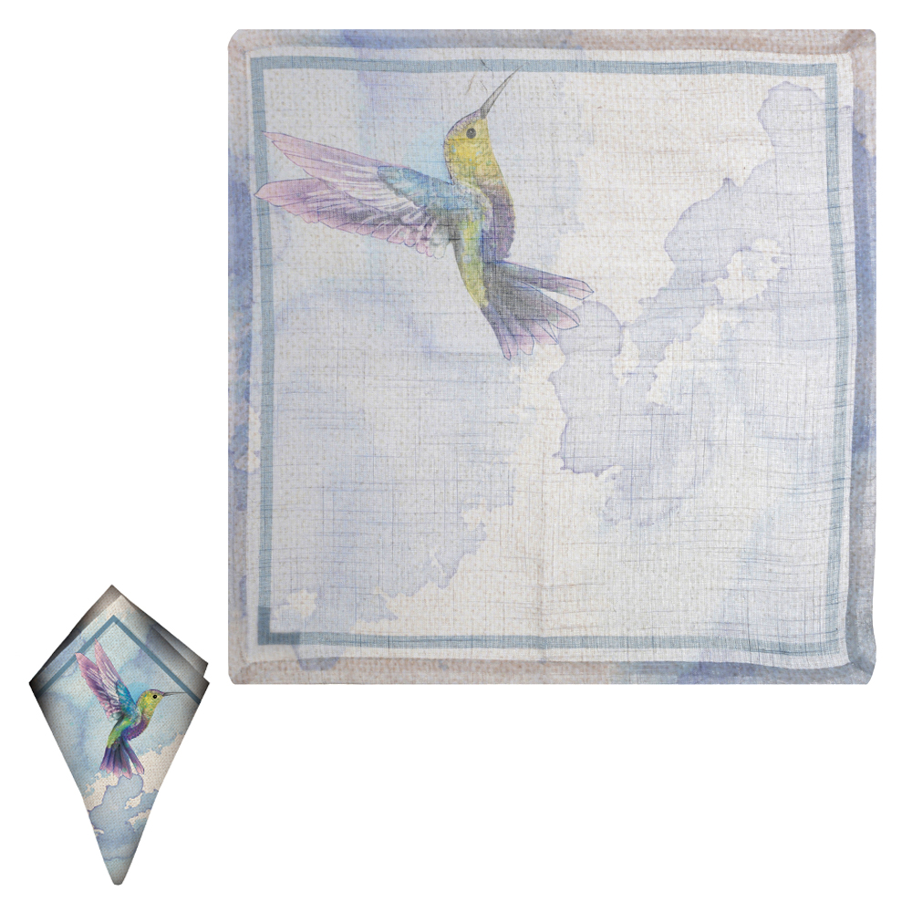 GUARDANAPO TECIDO BEIJA FLOR 48X48 (POLIESTER / LINHO LAVANDA, AZUL E ROSA)