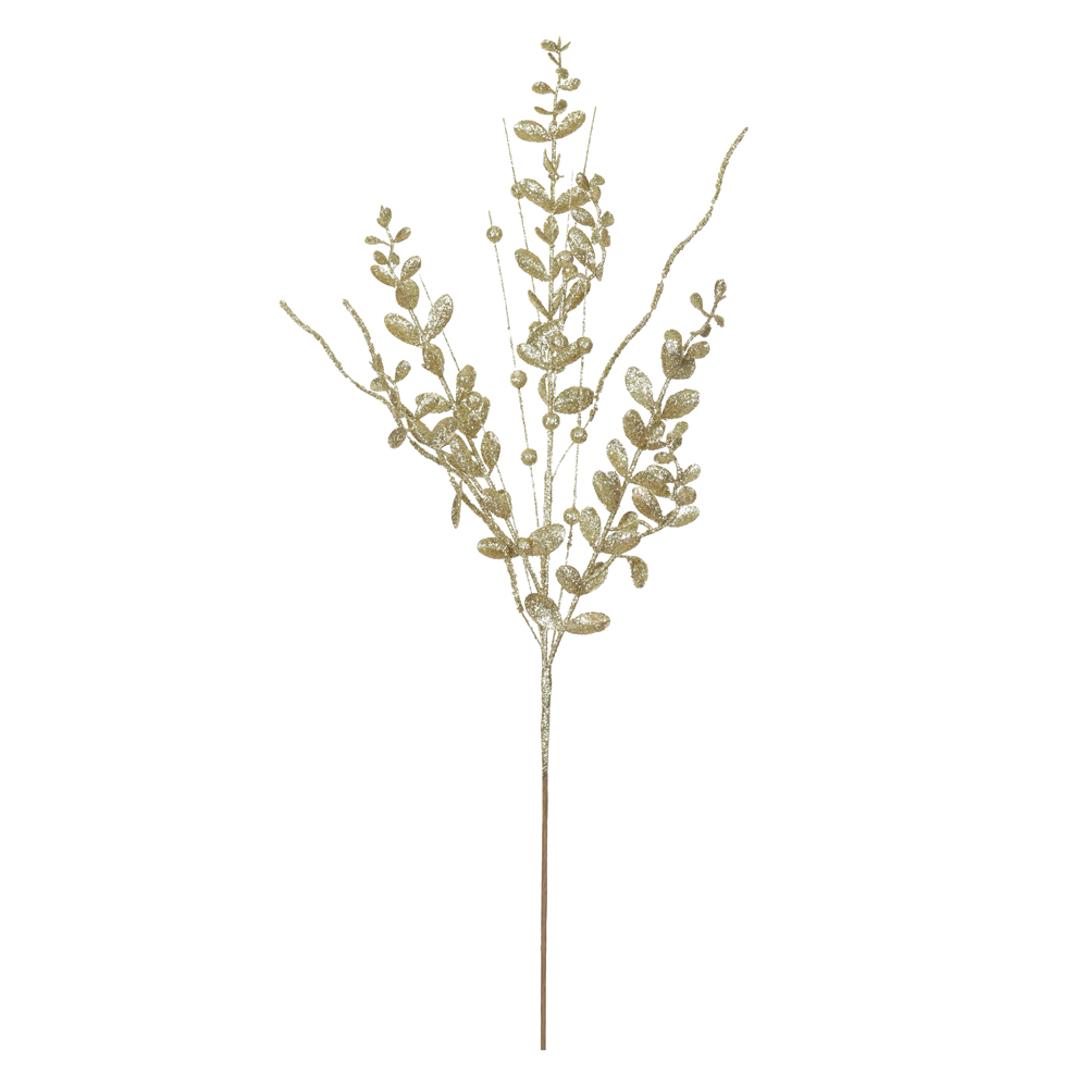 C.FOLHA NATAL C/GLITTER (DOURADO) 60cm