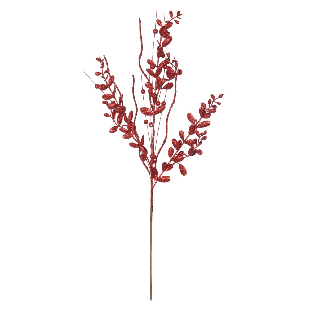 C.FOLHA NATAL C/GLITTER (VERMELHO) 60cm
