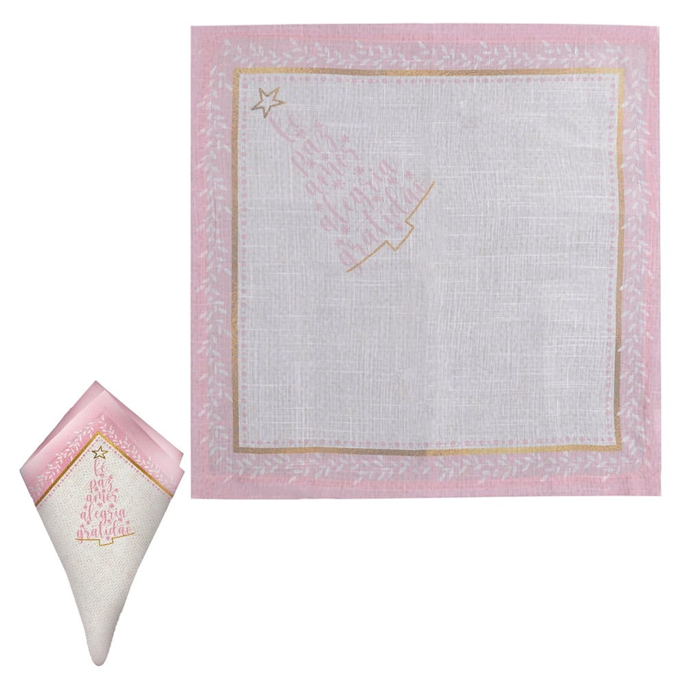 GUARDANAPO ARVORE NATAL (ROSA) 48X48CM