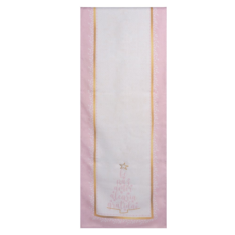 TRILHO P/ MESA ARVORE NATAL (ROSA) 220X40CM