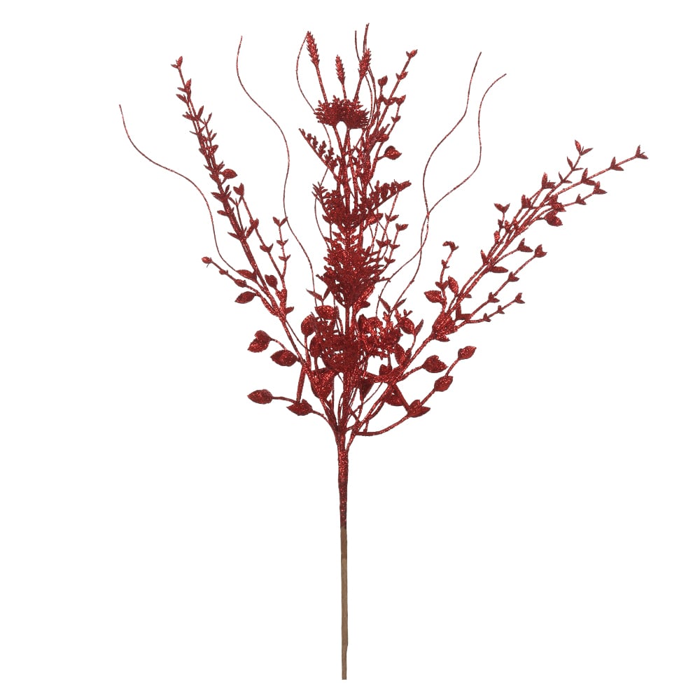C.FOLHA NATAL C/GLITTER (VERMELHO) 46cm