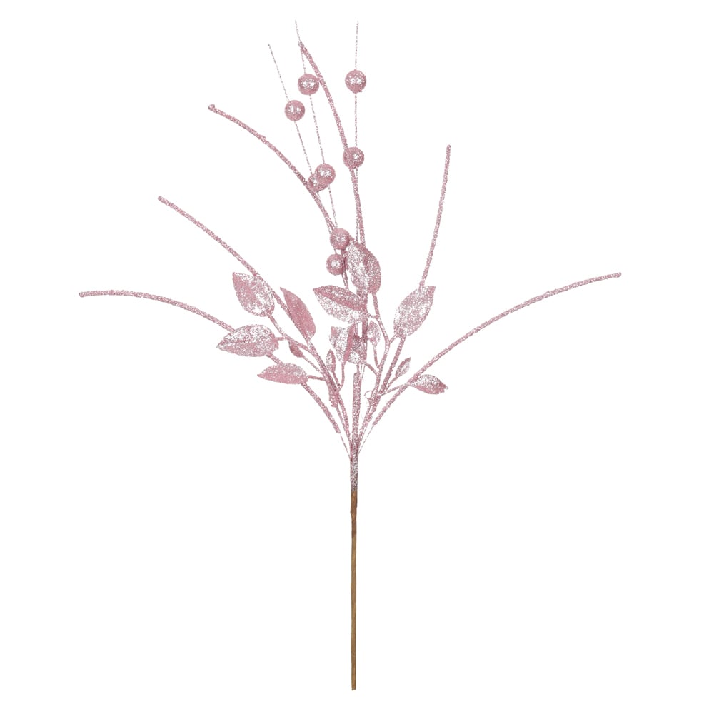 C.FOLHA NATAL C/GLITTER (ROSA CLARO) 50cm