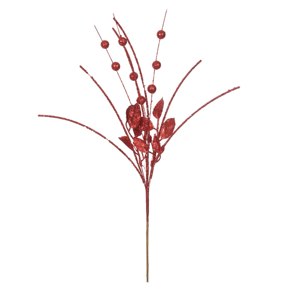 C.FOLHA NATAL C/GLITTER (VERMELHO) 50cm