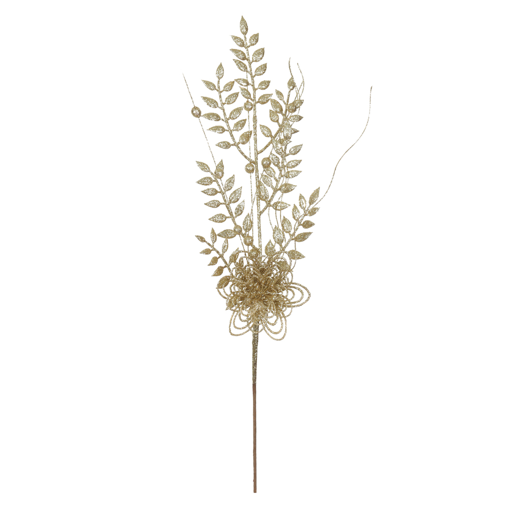 C.FOLHA NATAL C/GLITTER (DOURADO) 50cm