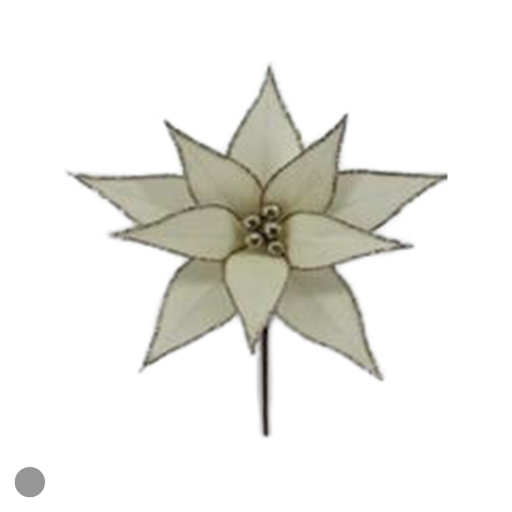 H.BICO DE PAPAGAIO NATAL AVELUDADO (OFF WHITE GLITTER CHAMPANHE) 20cm 25d 10P
