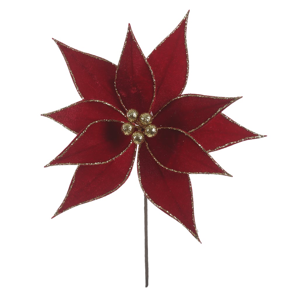 H.BICO DE PAPAGAIO NATAL AVELUDADO (VERMELHO GLITTER DOURADO) 20cm 25d 10P