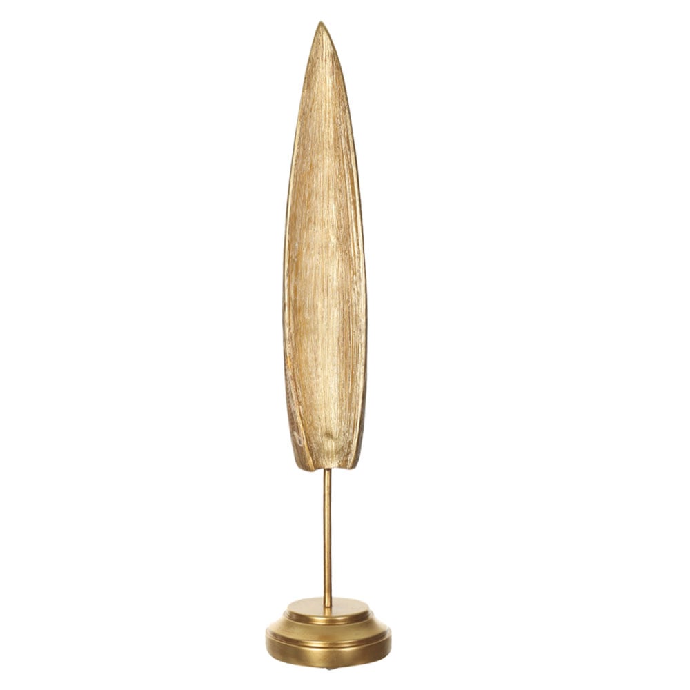 ESCULTURA DECORATIVA POLIRESINA FOLHA (DOURADO) 47,9X9,7X9,7cm
