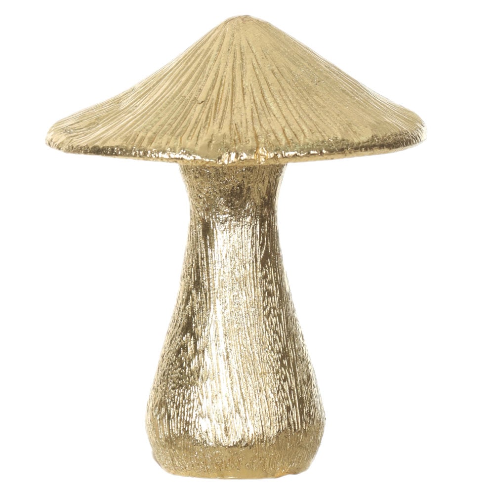 ESCULTURA DECORATIVA POLIRESINA COGUMELO (DOURADO) 13,8X11,4X11,4cm