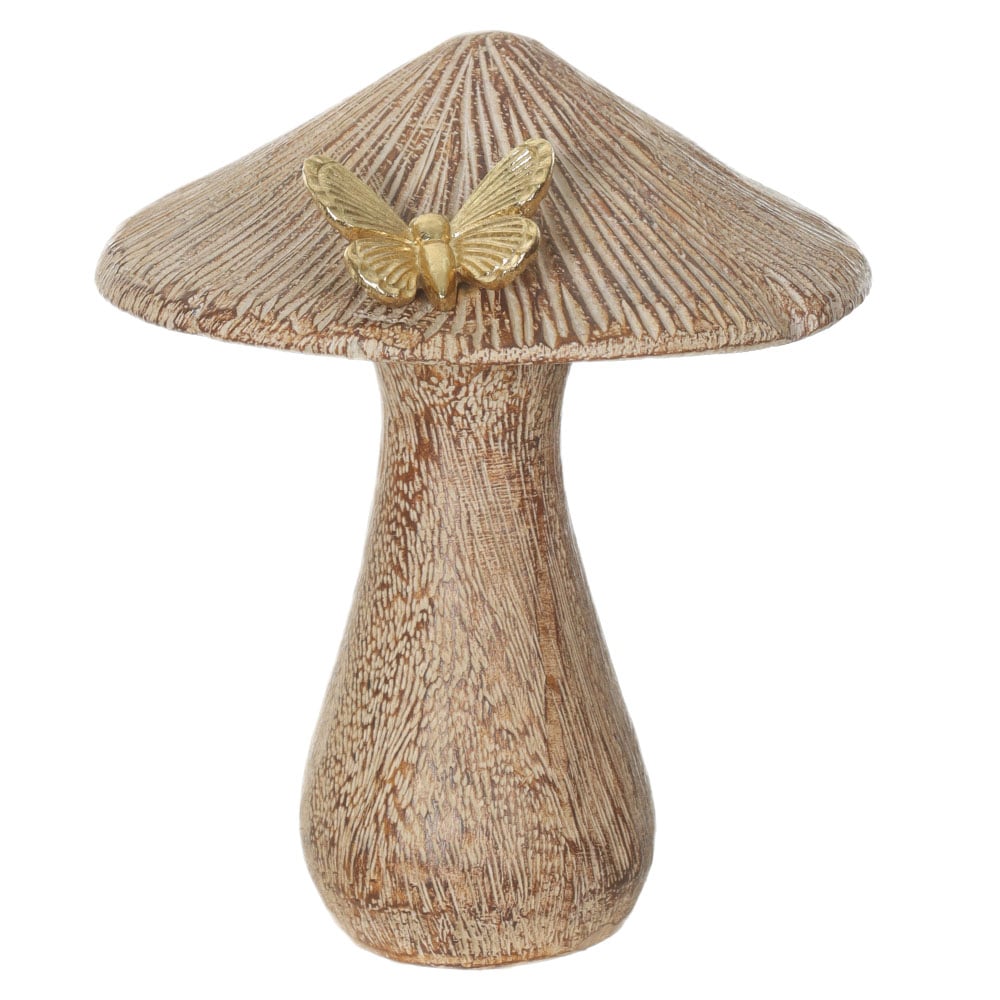 ESCULTURA DECORATIVA POLIRESINA COGUMELO COM BORBOLE (FENDI) 13,8X11,4X11,4cm