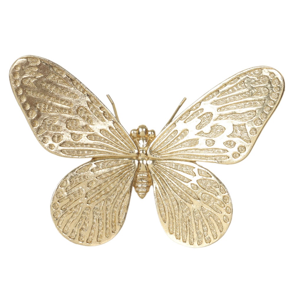 ESCULTURA DE PAREDE POLIRESINA BORBOLETA (DOURADO) 18,4X12,5X6cm