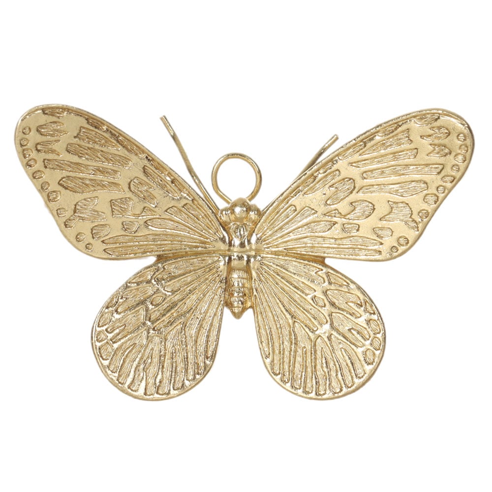 ESCULTURA DE PAREDE POLIRESINA BORBOLETA (DOURADO) 10X6,5X4cm